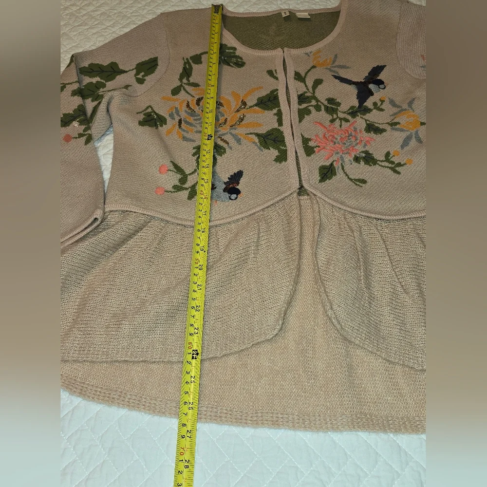 Antropologie Moth Winged Wonder Cardigan Peplum Sweater Women's Size Large - Picture 9 of 13